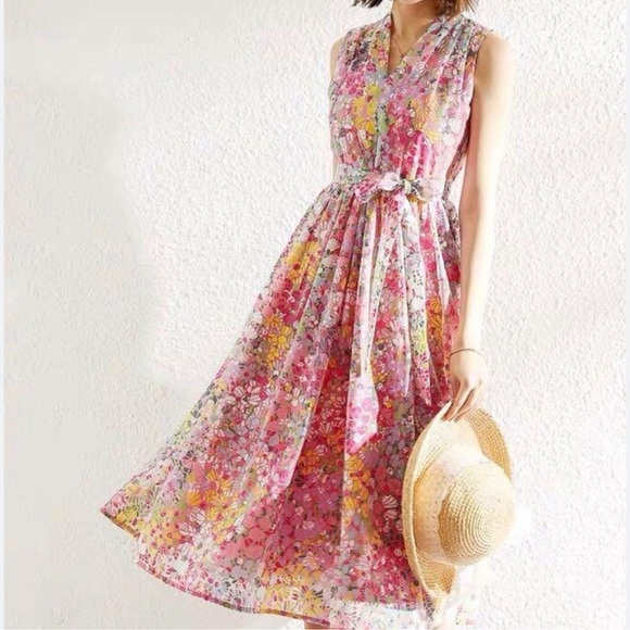 Kate Spade Floral Dot Burnout MIDI Dress Size 8 - Picture 7 of 9